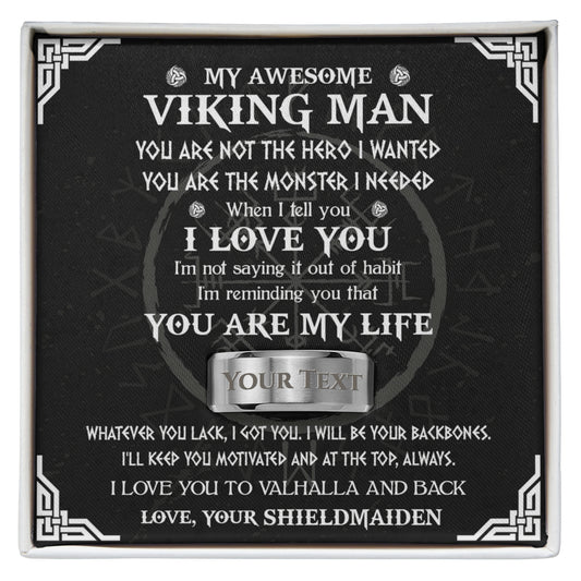 To My Viking - Engraved Custom Ring Gift For Him