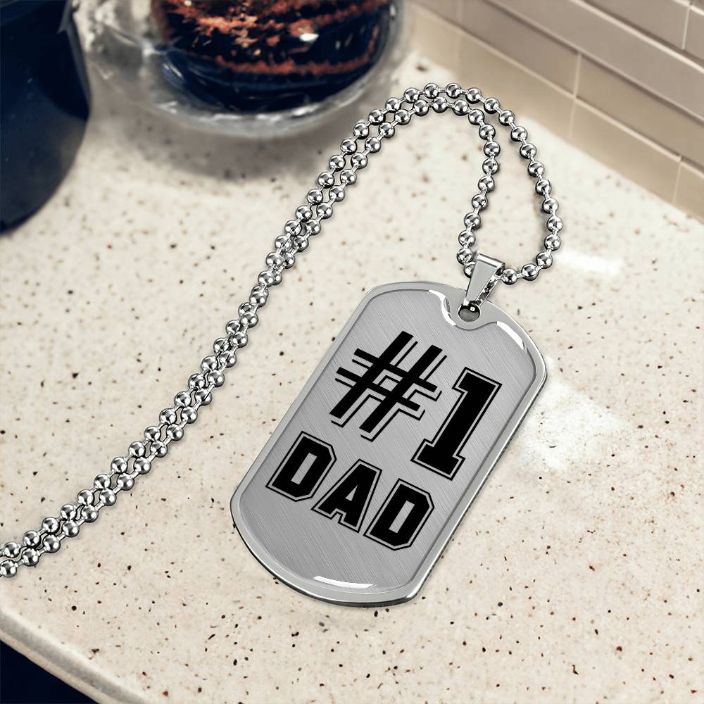 #1 Dad Dog Tag, Father's Day Gift For Dad, Luxury Military Necklace
