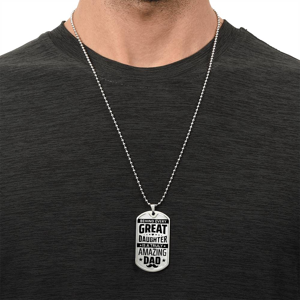 Dad Gift From Daughter Dog Tag, Father's Day Gift For Dad, Luxury Military Necklace