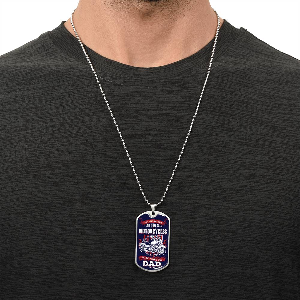 Motorcycles Dad Dog Tag, Father's Day Gift For Dad, Luxury Military Necklace