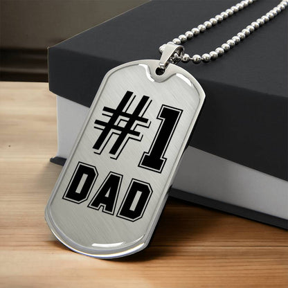 #1 Dad Dog Tag, Father's Day Gift For Dad, Luxury Military Necklace
