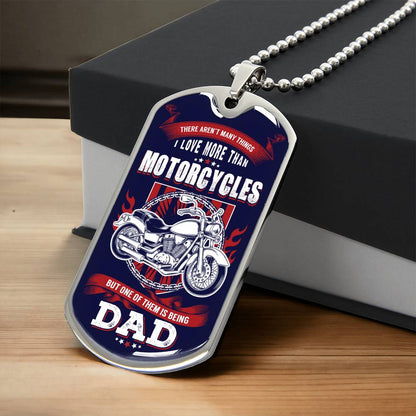 Motorcycles Dad Dog Tag, Father's Day Gift For Dad, Luxury Military Necklace