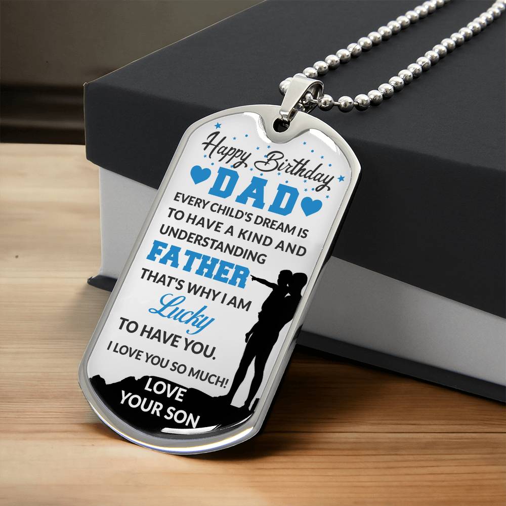 SON TO DAD Dog Tag, Father's Day Gift For Dad, Luxury Military Necklace