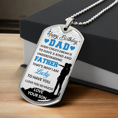 SON TO DAD Dog Tag, Father's Day Gift For Dad, Luxury Military Necklace
