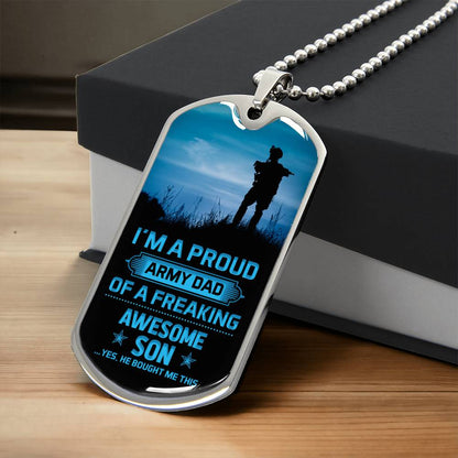 I'm a proud army dad Dog Tag, Father's Day Gift For Dad, Luxury Military Necklace