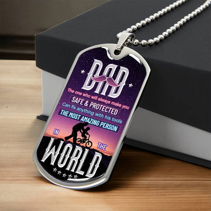 DAD the one - Dog Tag, Father's Day Gift For Dad, Luxury Military Necklace