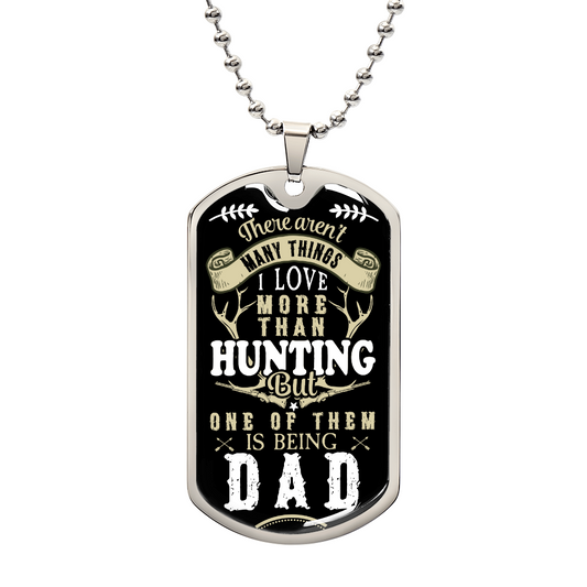 Hunting Dad Dog Tag, Fathers Day Gift For Dad, Hunter Lover Luxury Military Necklace