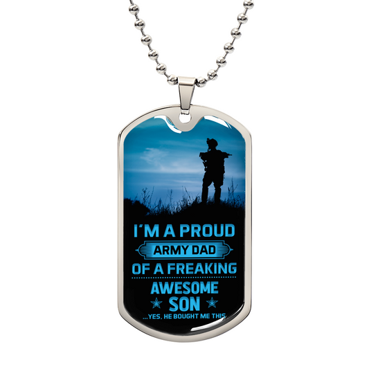 I'm a proud army dad Dog Tag, Father's Day Gift For Dad, Luxury Military Necklace