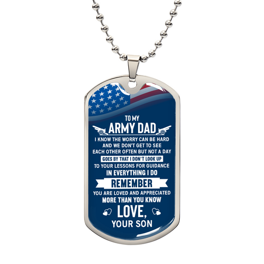 To my army dad Dog Tag, Father's Day Gift For Dad, Luxury Military Necklace