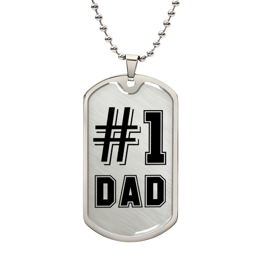 #1 Dad Dog Tag, Father's Day Gift For Dad, Luxury Military Necklace