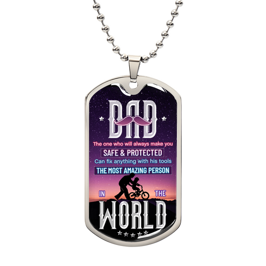 DAD the one - Dog Tag, Father's Day Gift For Dad, Luxury Military Necklace