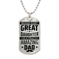 Dad Gift From Daughter Dog Tag, Father's Day Gift For Dad, Luxury Military Necklace