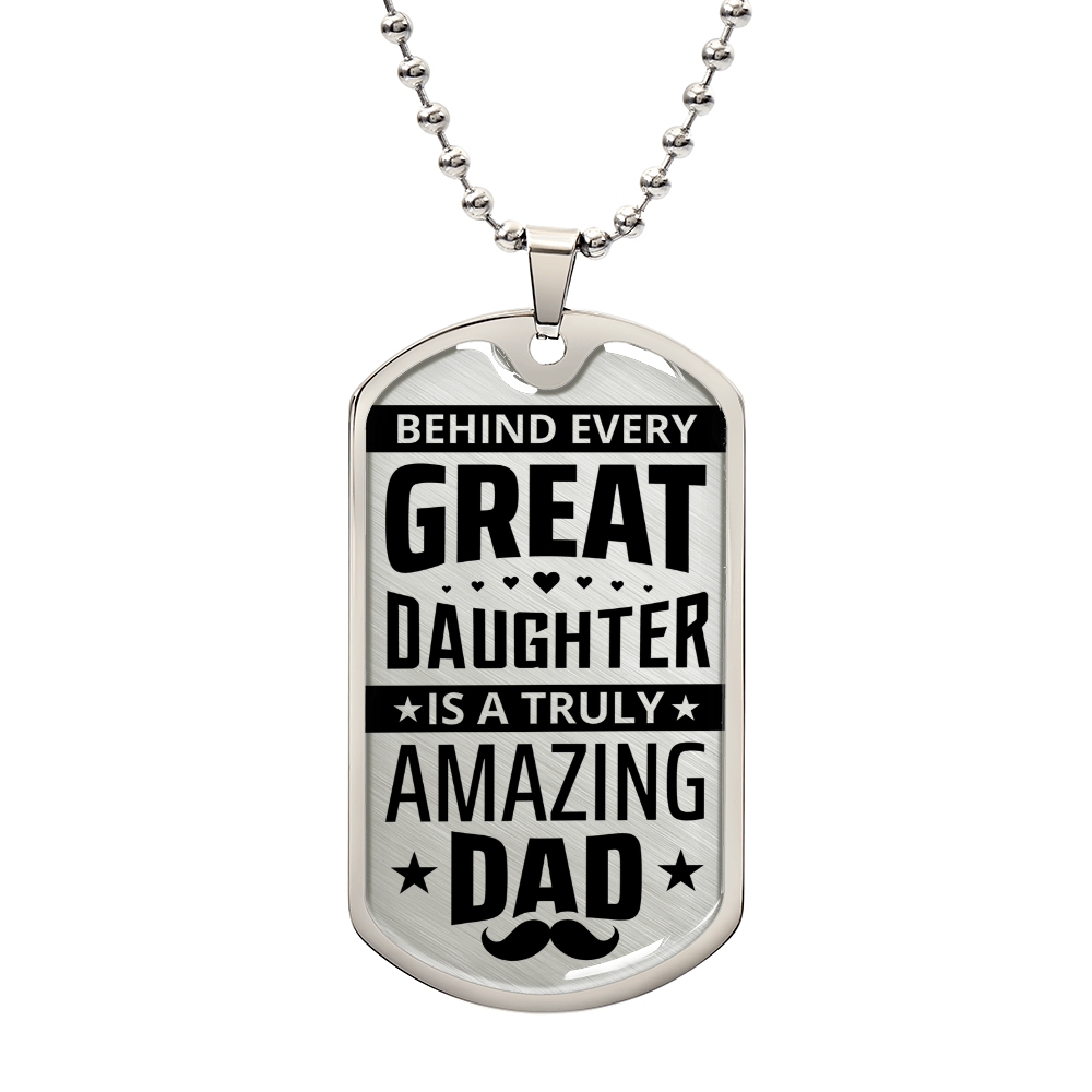 Dad Gift From Daughter Dog Tag, Father's Day Gift For Dad, Luxury Military Necklace