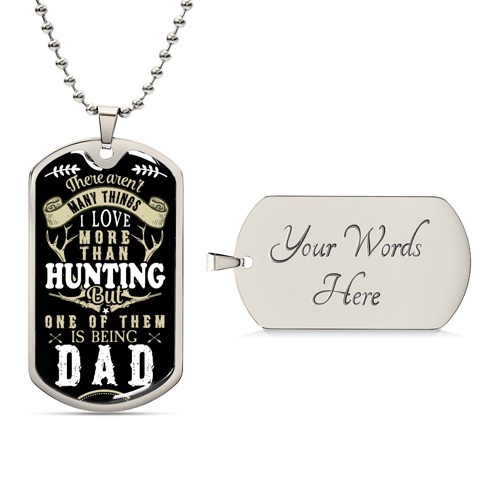 Hunting Dad Dog Tag, Fathers Day Gift For Dad, Hunter Lover Luxury Military Necklace