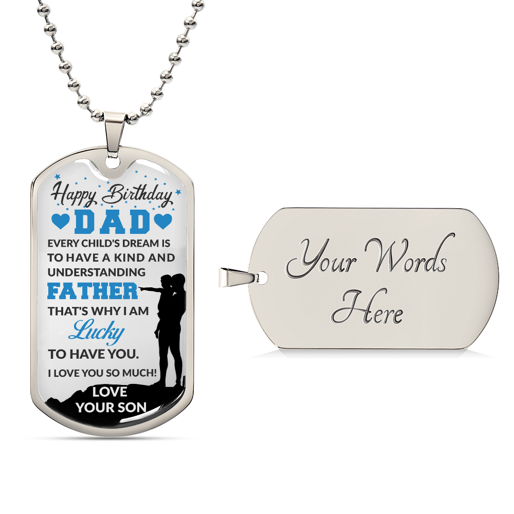 SON TO DAD Dog Tag, Father's Day Gift For Dad, Luxury Military Necklace