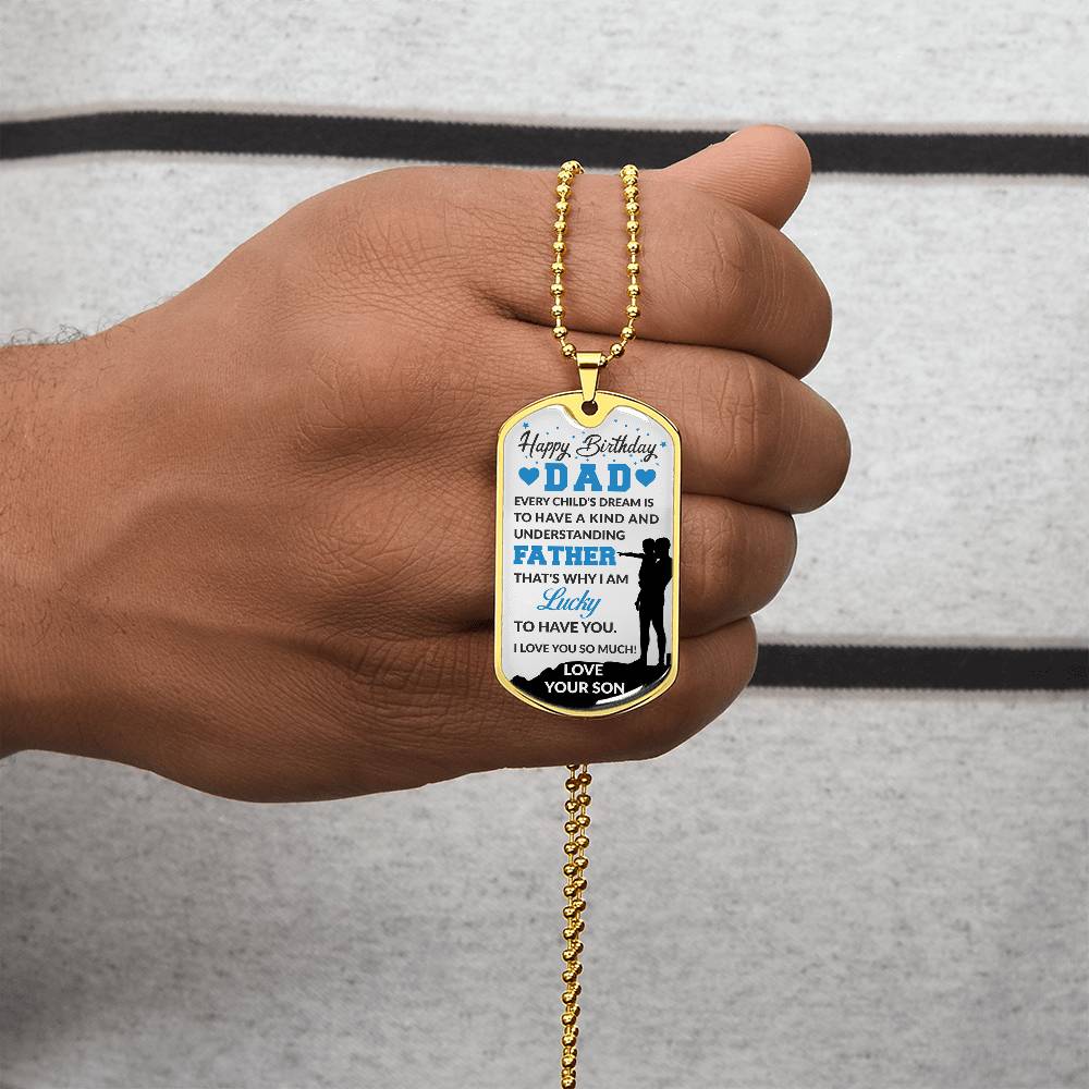 SON TO DAD Dog Tag, Father's Day Gift For Dad, Luxury Military Necklace