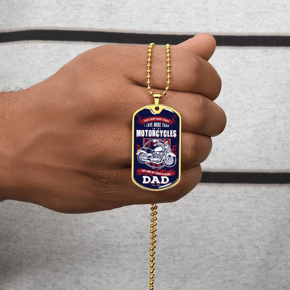Motorcycles Dad Dog Tag, Father's Day Gift For Dad, Luxury Military Necklace
