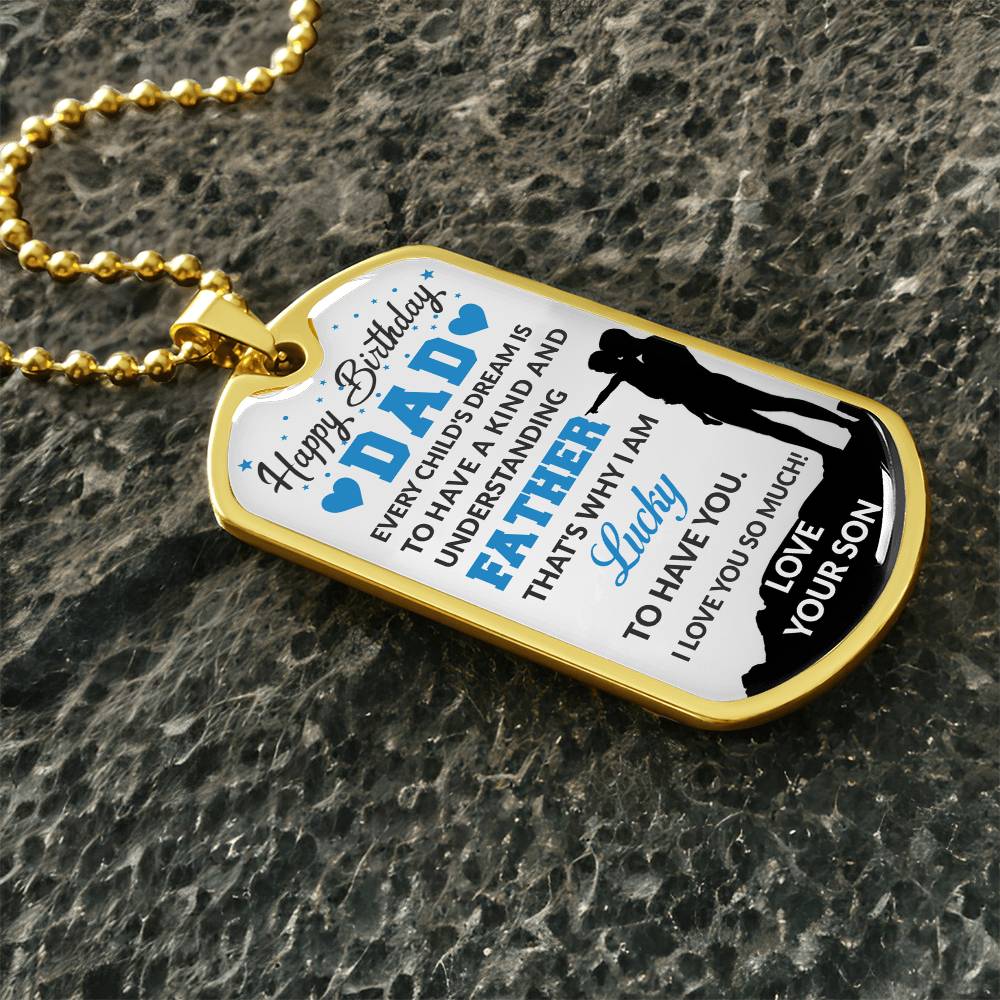 SON TO DAD Dog Tag, Father's Day Gift For Dad, Luxury Military Necklace