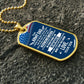 To my army dad Dog Tag, Father's Day Gift For Dad, Luxury Military Necklace