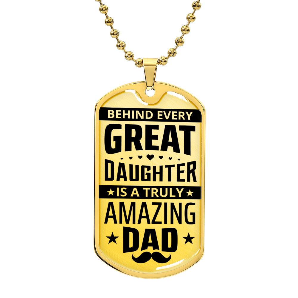 Dad Gift From Daughter Dog Tag, Father's Day Gift For Dad, Luxury Military Necklace