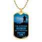 I'm a proud army dad Dog Tag, Father's Day Gift For Dad, Luxury Military Necklace