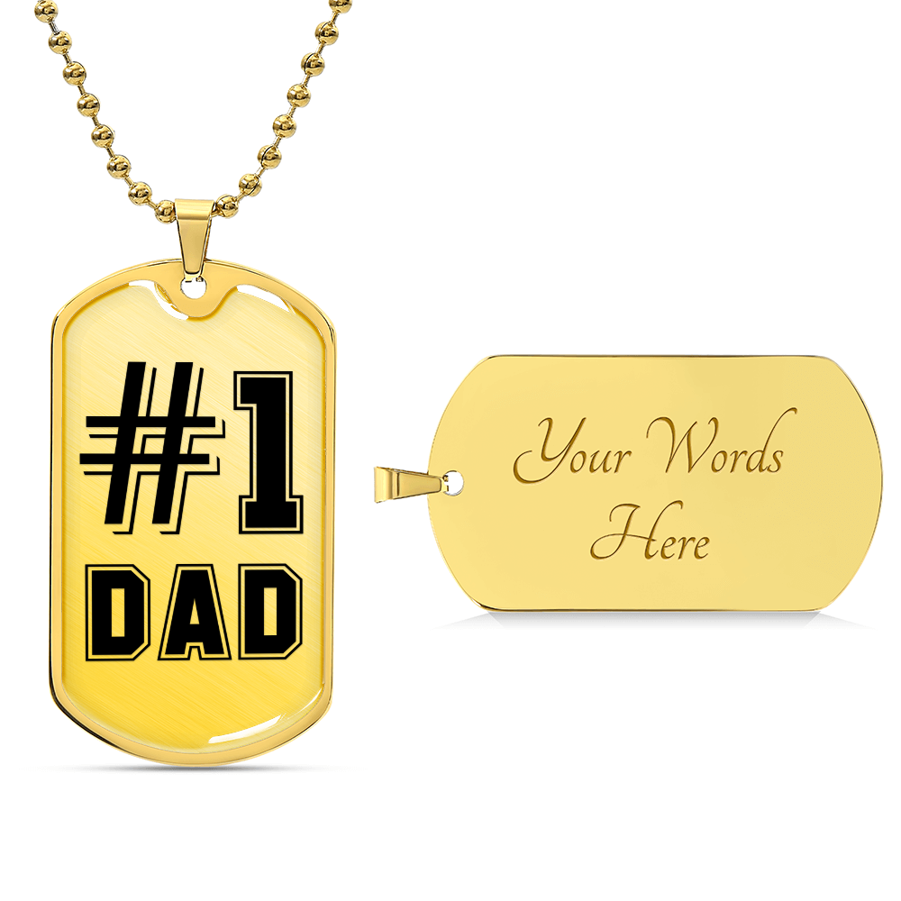 #1 Dad Dog Tag, Father's Day Gift For Dad, Luxury Military Necklace