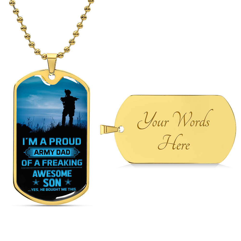 I'm a proud army dad Dog Tag, Father's Day Gift For Dad, Luxury Military Necklace