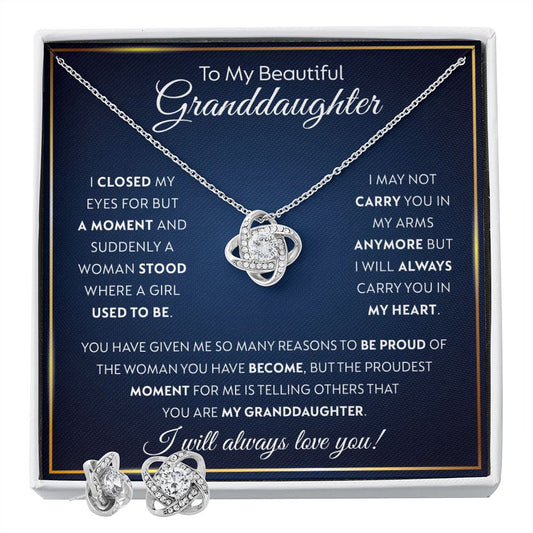 Gifts For Granddaughter - To My Granddaughter Necklace Earing Set