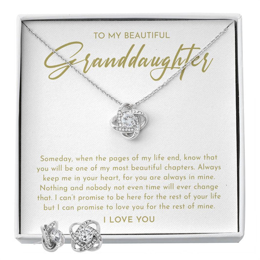 Gifts For Granddaughter - To My Granddaughter Necklace Earing Set