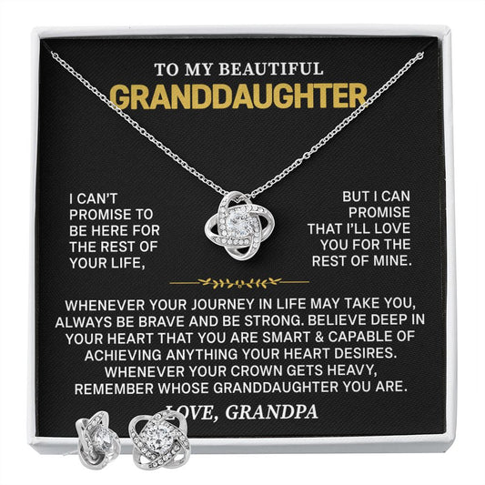 Gifts For Granddaughter From Grandpa - To My Granddaughter Necklace Earing Set