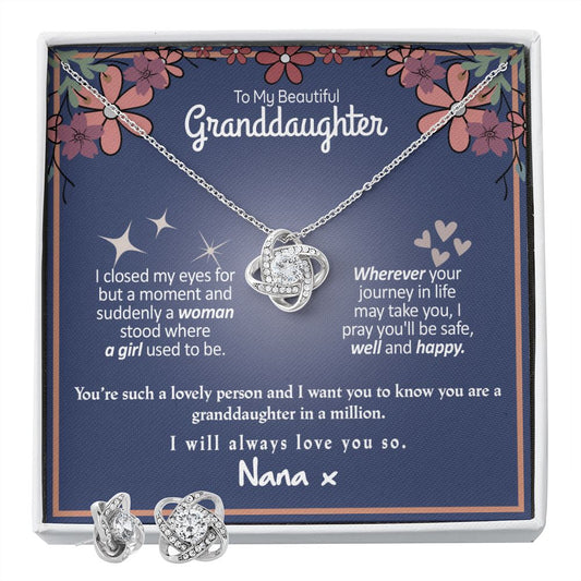 Gifts For Granddaughter From Grandma - To My Granddaughter Necklace Earing Set
