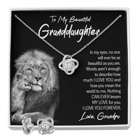 Gifts For Granddaughter From Grandpa - To My Granddaughter Necklace Earing Set