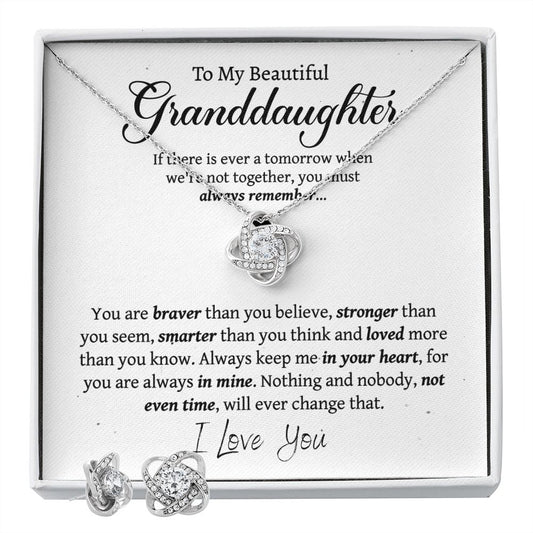Gifts For Granddaughter - To My Granddaughter Necklace Earing Set