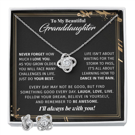 Gifts For Granddaughter - To My Granddaughter Necklace Earing Set