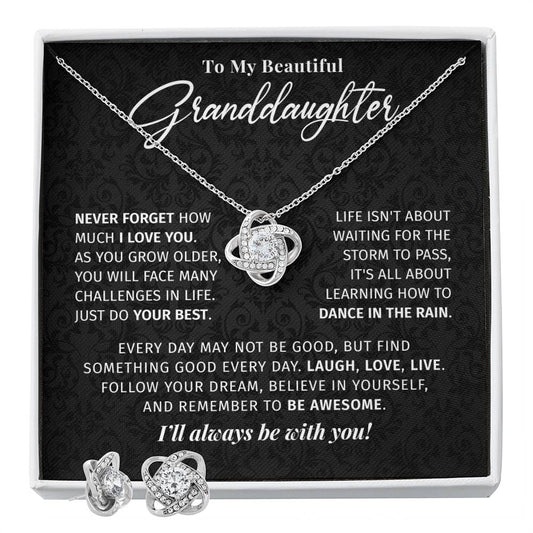 Gifts For Granddaughter - To My Granddaughter Necklace Earing Set