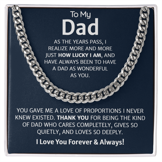 To My Dad Cuban Chain Necklace - Christmas Gifts For Dad