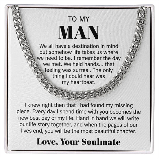 To My Man Cuban Chain Necklace, Husband Gifts from Wife, Gifts for Him on Anniversary - #MAN2