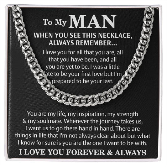 To My Man Cuban Chain Necklace, Husband Gifts from Wife, Gifts for Him on Anniversary - #MAN5