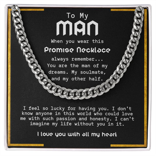 To My Man Cuban Chain Necklace Gift For Him