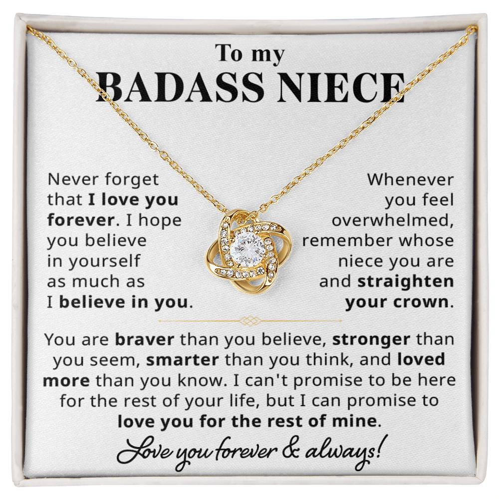 To My Badass Niece Gift - Love Knot Necklace Gift Set