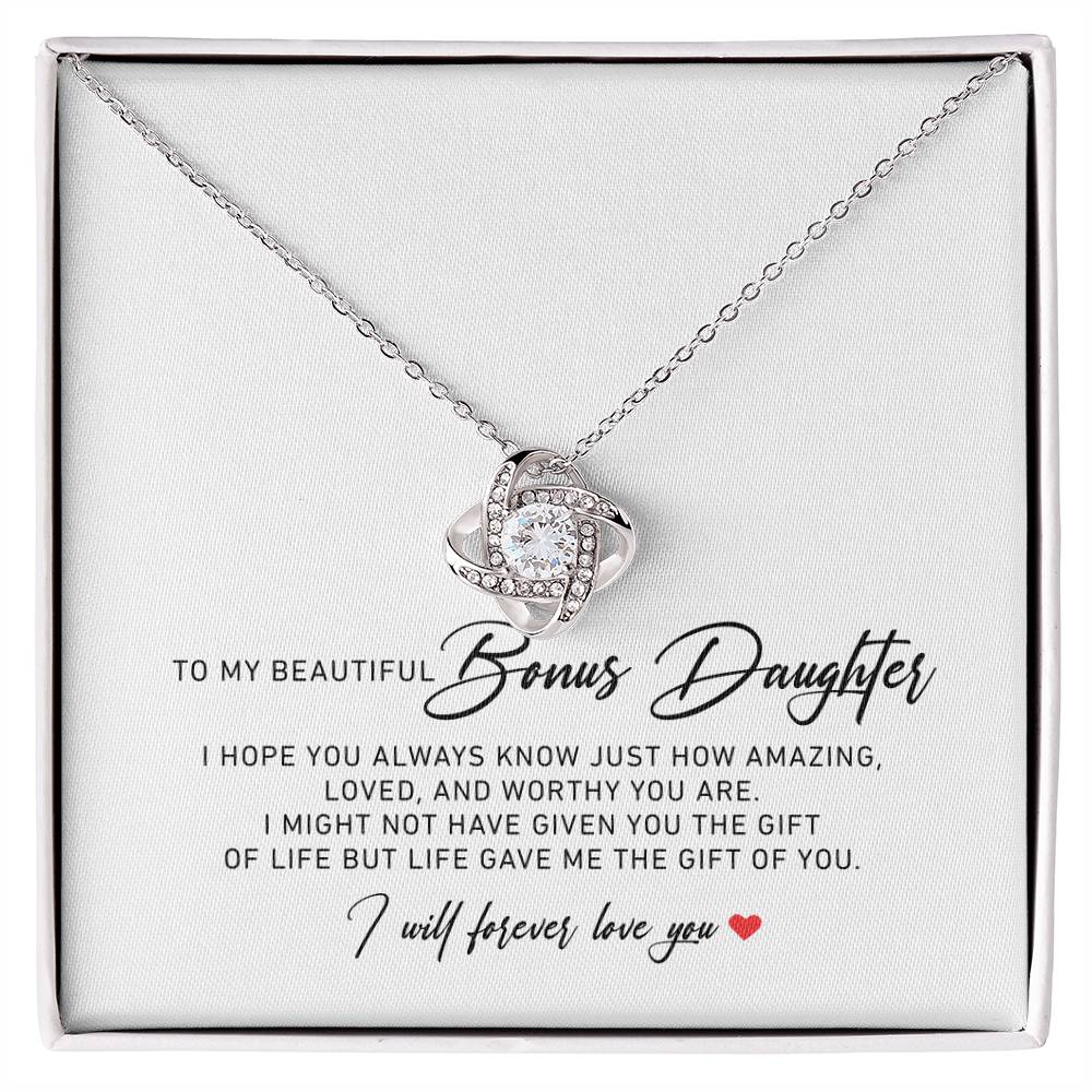 To My Bonus Daughter Necklaces - Bonus Daughter Gifts From Stepdad, Stepdaughter Gifts From Stepmom, Step Daughter Gifts From Stepdad, Father Stepdaughter Necklace, Christmas Gifts For Bonus Daughter