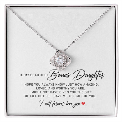 To My Bonus Daughter Necklaces - Bonus Daughter Gifts From Stepdad, Stepdaughter Gifts From Stepmom, Step Daughter Gifts From Stepdad, Father Stepdaughter Necklace, Christmas Gifts For Bonus Daughter