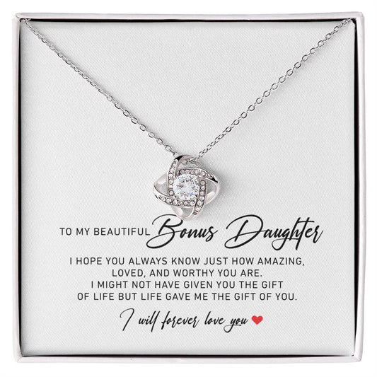 To My Bonus Daughter Necklaces - Bonus Daughter Gifts From Stepdad, Stepdaughter Gifts From Stepmom, Step Daughter Gifts From Stepdad, Father Stepdaughter Necklace, Christmas Gifts For Bonus Daughter