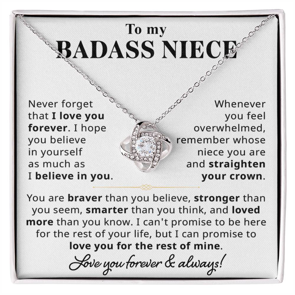 To My Badass Niece Gift - Love Knot Necklace Gift Set