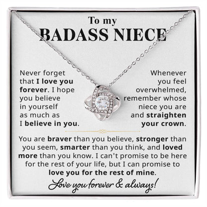 To My Badass Niece Gift - Love Knot Necklace Gift Set