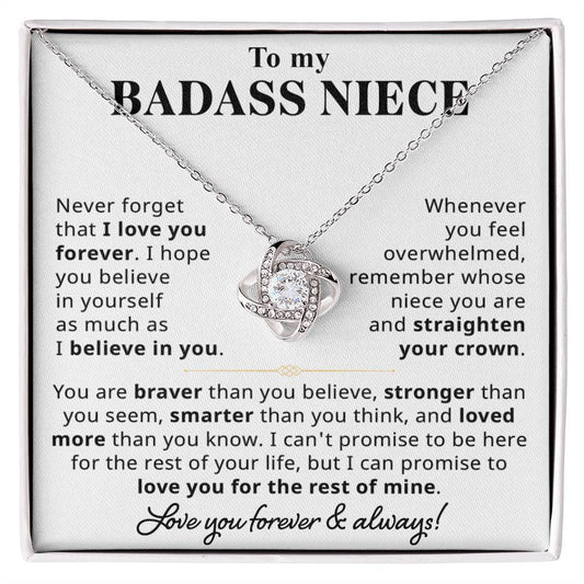 To My Badass Niece Gift - Love Knot Necklace Gift Set