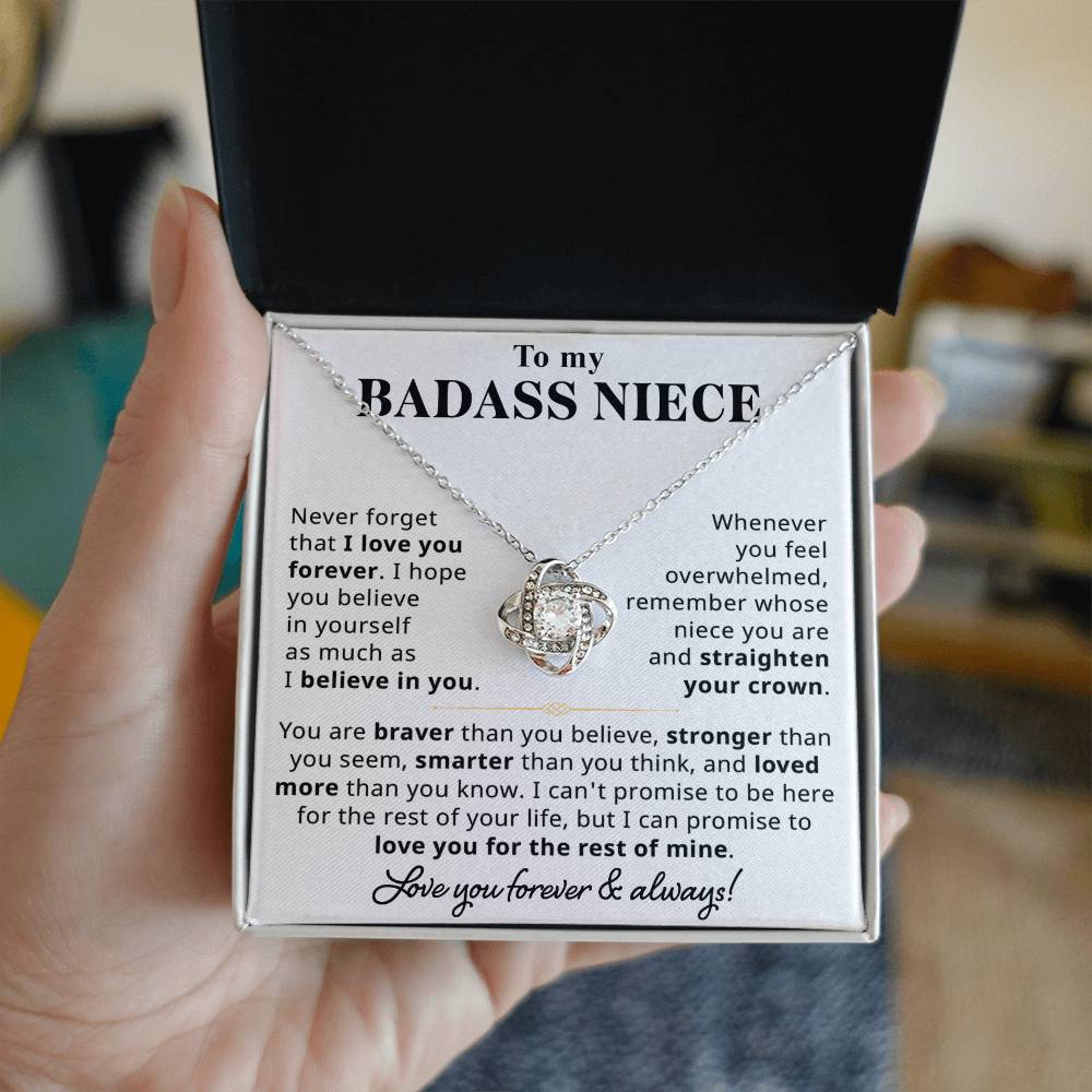To My Badass Niece Gift - Love Knot Necklace Gift Set