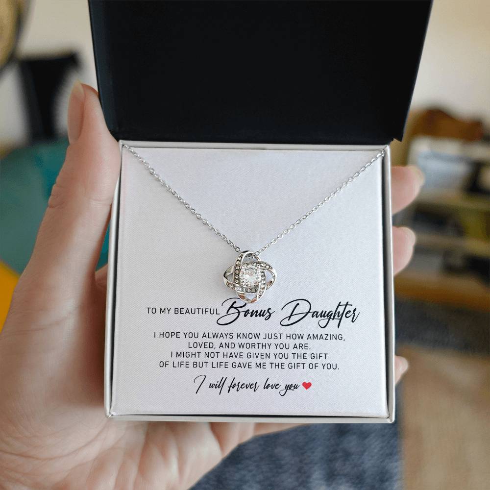 To My Bonus Daughter Necklaces - Bonus Daughter Gifts From Stepdad, Stepdaughter Gifts From Stepmom, Step Daughter Gifts From Stepdad, Father Stepdaughter Necklace, Christmas Gifts For Bonus Daughter