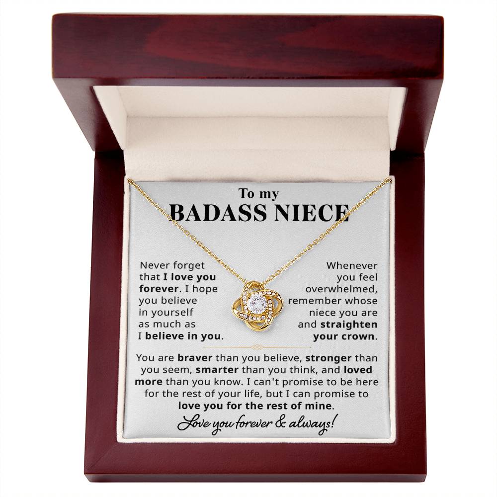 To My Badass Niece Gift - Love Knot Necklace Gift Set