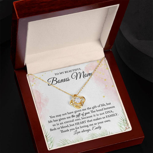 Personalized Gift for Bonus Mom - Love Knot Necklace